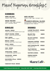 Akara Cafe Menu 2026